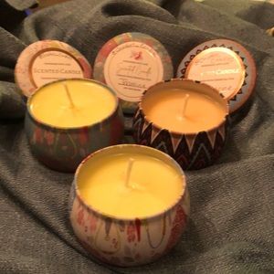 Hand made decorative tin soy candles.